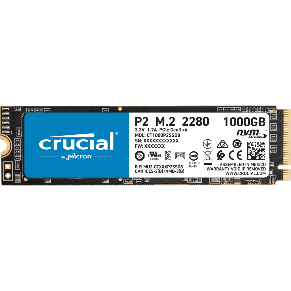 Crucial - P2 3D NAND - 1 To - M.2 NVMe PCIe - SSD Interne