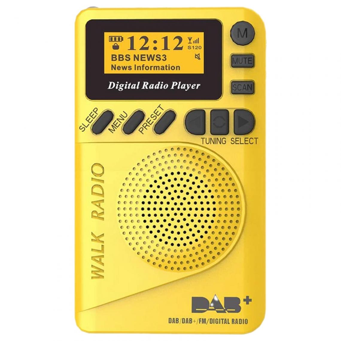 Universal - Pocket Radio Portable DAB Digital Radio Rechargeable FM Radio LCD Haut-parleur Walk or Jogging | Radio(Jaune) - Radio