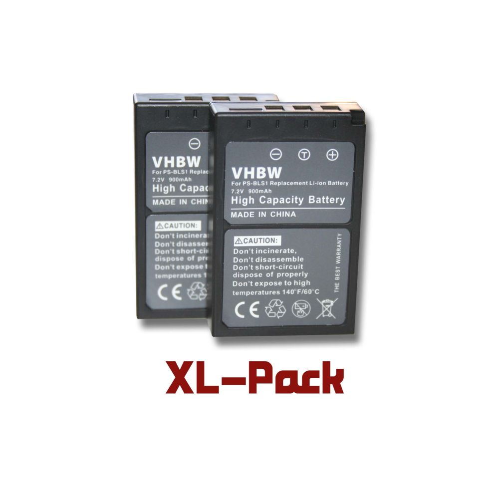 Vhbw - vhbw set de 2 batteries 900mAh pour appareil-photo Olympus D-SLR E400, E-400, E-410, E-420, E-450, E-600, E-620 comme PS-BLS1 - Batterie Photo & Video