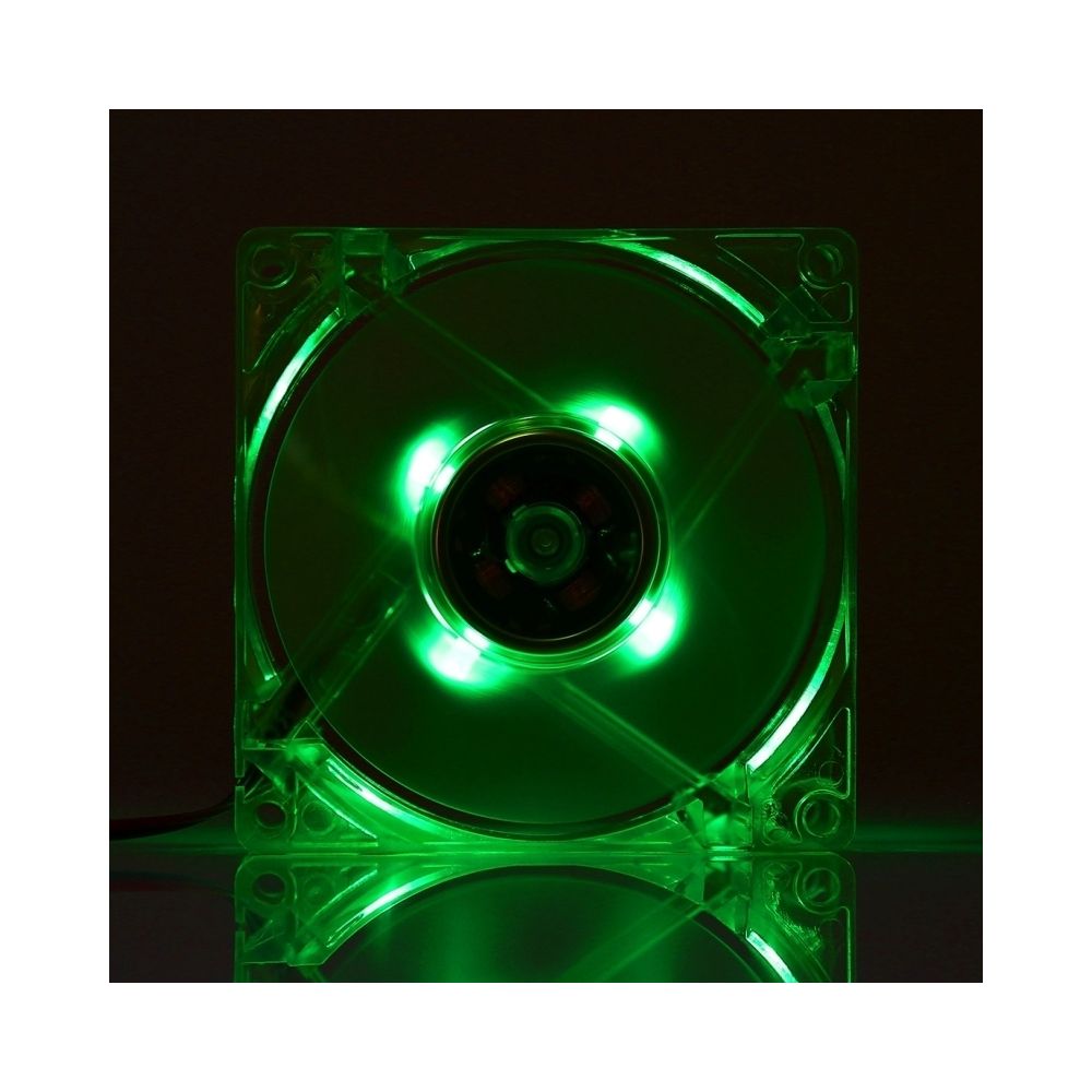 Wewoo - Ventilateur de refroidissement vert 8025 4 broches DC 12V 0.18A ordinateur refroidisseur de cas de l'ordinateur avec la lumière de LED, taille: 80x80x25 mm - Grille ventilateur PC