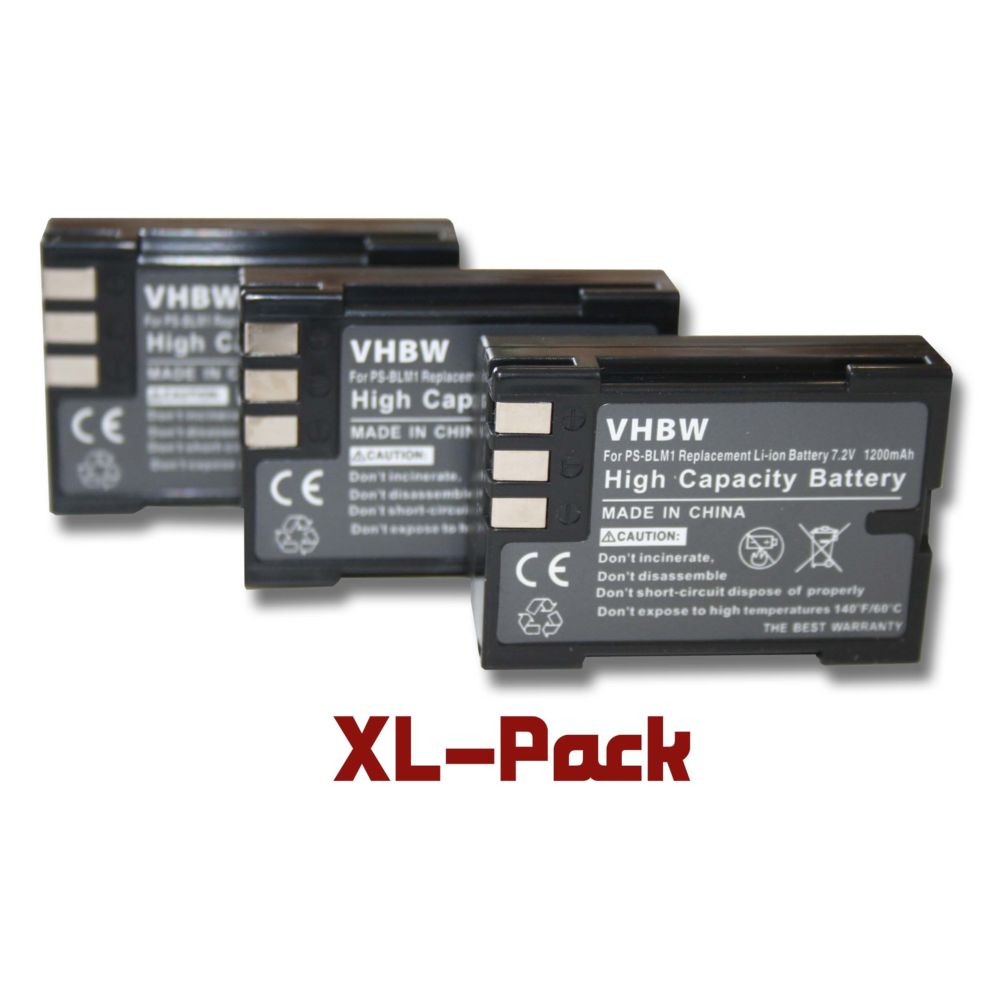 Vhbw - vhbw set 3 batteries 1200mAh appareil photo Olympus C-5060 wide,E-1, E-3, E-30, E-300, E-330, E-500, E-510, E-520, Camedia C-5060 wide Zoom et PS-BLM1 - Batterie Photo & Video