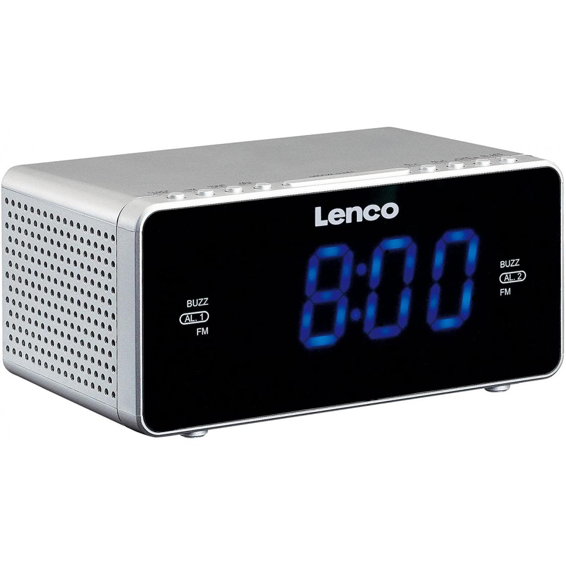 Lenco - radio réveil FM PLL avec double alarme noir blanc - Radio
