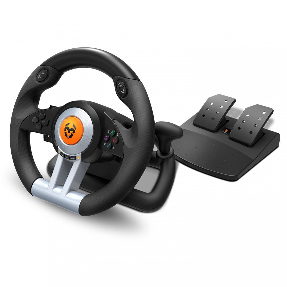 Krom - Volant de course Krom K-Wheel avec pédales, malettes et levier de vitesse, vibrations, pour PC, PS4, Xbox one, Xbox series - Volant PC