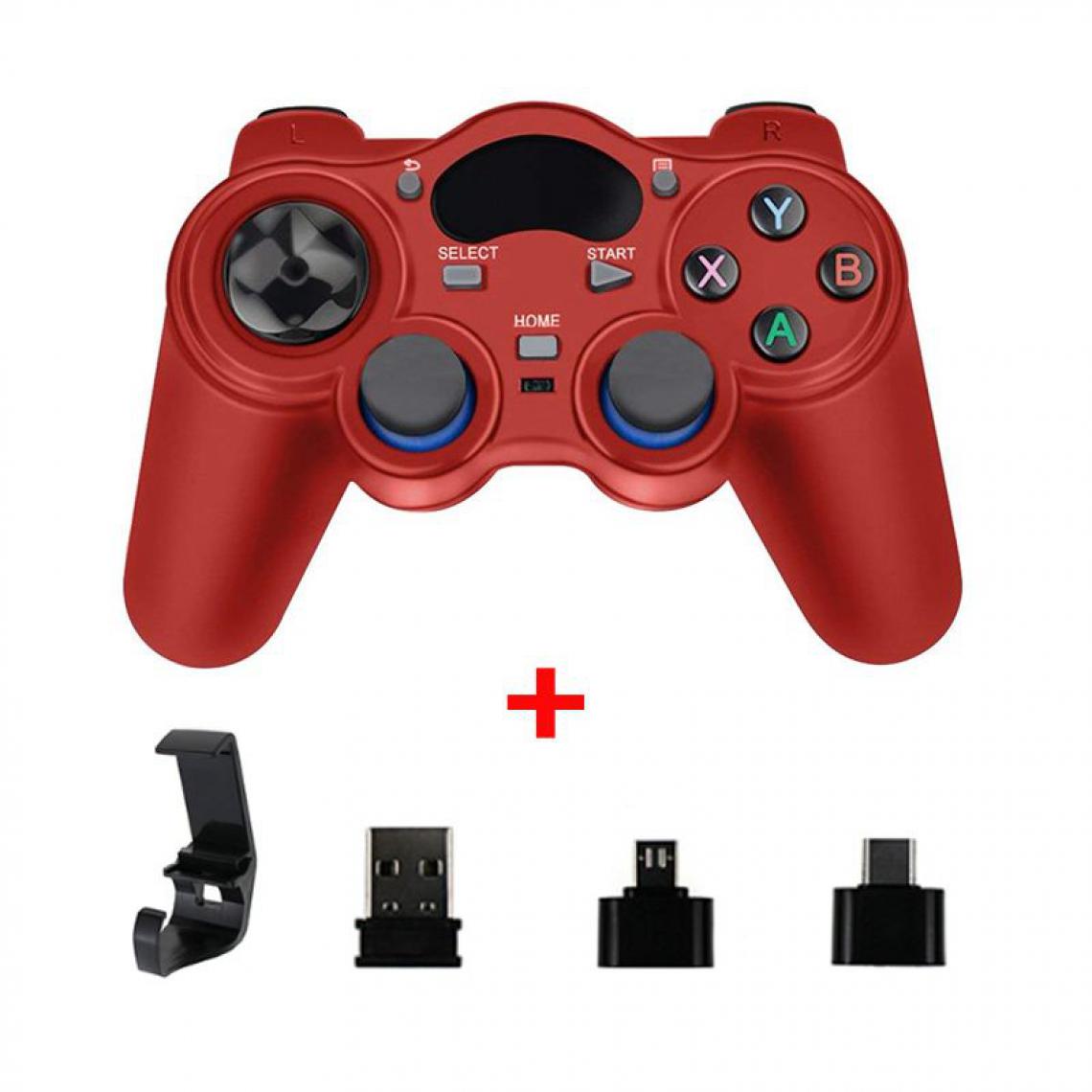 Generic - Manette de jeu sans Fil Tectinter , 2,4 GHz avec Convertisseur OTG et Support portable , pour PS3, Smartphone, Tablette, TV Box et Pc 10.3 * 16 cm - Rouge  - Joystick