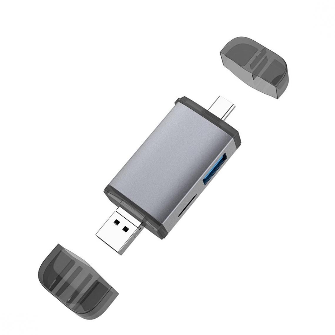 Wewoo - Lecteur de carte de OTG multifonction USB-C / Type-C + USB 2.0 + Micro USB 3 en 1 - Lecteur carte mémoire