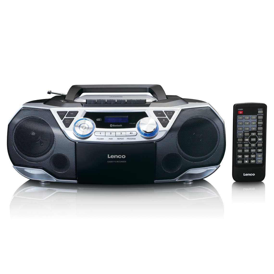 Lenco - Radio portable DAB+/FM avec Bluetooth, lecteur CD, cassettes et USB SCD-720SI Noir-Argent - Radio