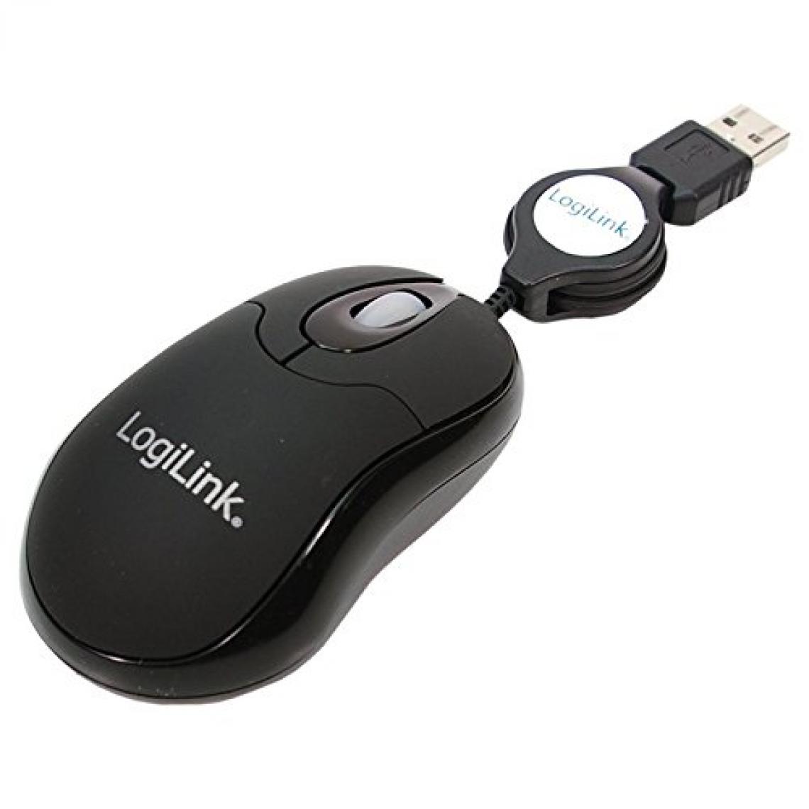 Logilink - Mini Souris filaire pour portable (rétractable) (Noir) - Souris