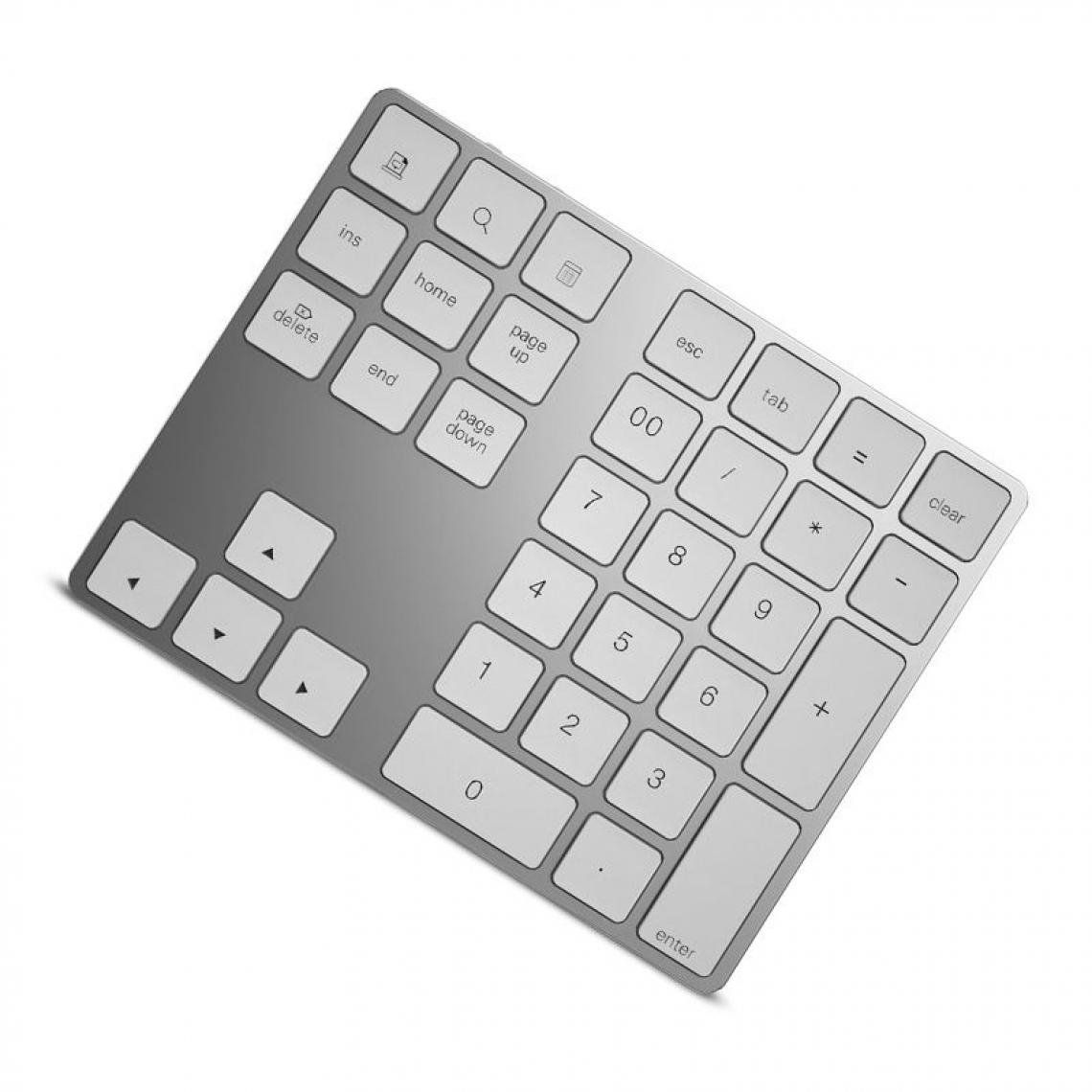 Generic - Clavier numérique sans fil Bluetooth 3.0, 34 touches  pour comptabilité, compatible  avec Mac Windows IOS, PC OS Android, tablette et ordinateur portables 14.6 * 11.4 * 0.9 cm - Blanc  - Clavier