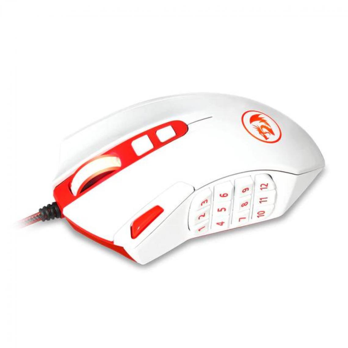 Universal - Souris gaming haute précision 12400 ppp 18 boutons programmable grande souris de jeu laser avec poids LED rétroéclairage PC | Mouse (blanc) - Souris