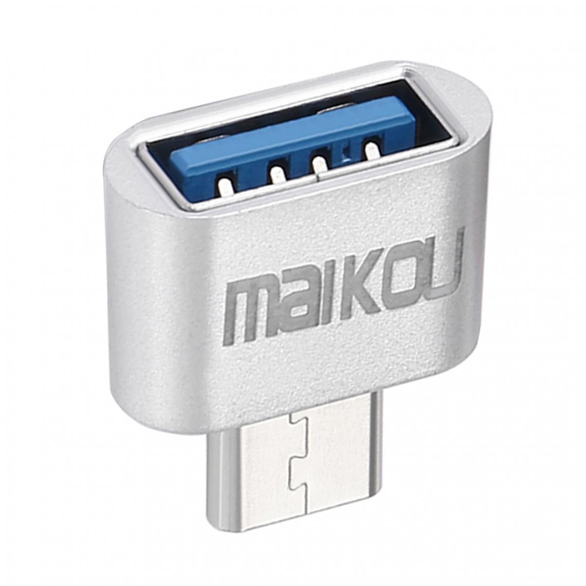 marque generique - Convertisseur adaptateur USB 3.1 Type C Homme vers USB A 3.0 Femme Argent - Hub