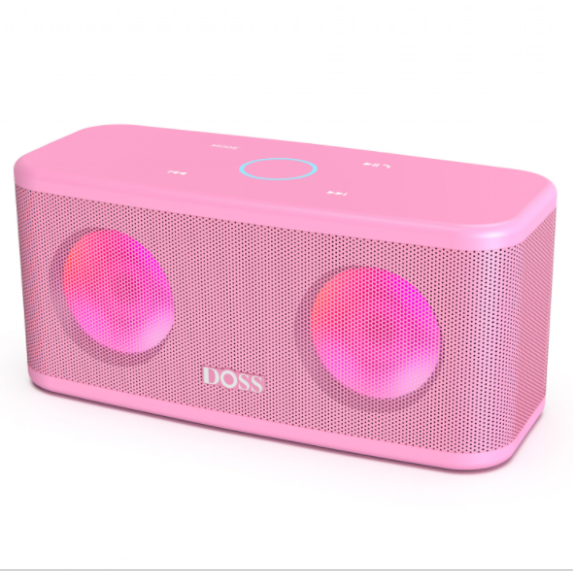 Chrono - Haut-parleur Bluetooth sans fil DOSS SoundBox Plus, boîte à musique Bluetooth à double lecteur de 16 watts, commande tactile, lumières colorées, microphone, 23 autonomies de batterie, emplacement pour carte TF(Rose) - Enceintes Hifi