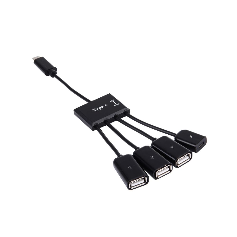 Wewoo - Hub USB 2.0 Câble USB 2.0 OTG 4 ports USB-C / Type-C vers USB à 3 avec alimentation Micro USB - Hub