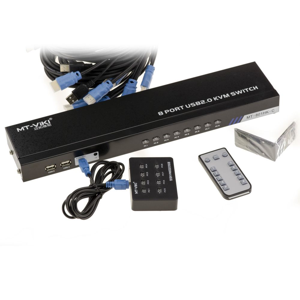 Kalea-Informatique - KVM Switch Automatique Souris Clavier Ecran 8 PC - HDMI / USB - Controle à distance, auto alimenté, avec cordons - 4096x2160 - Switch