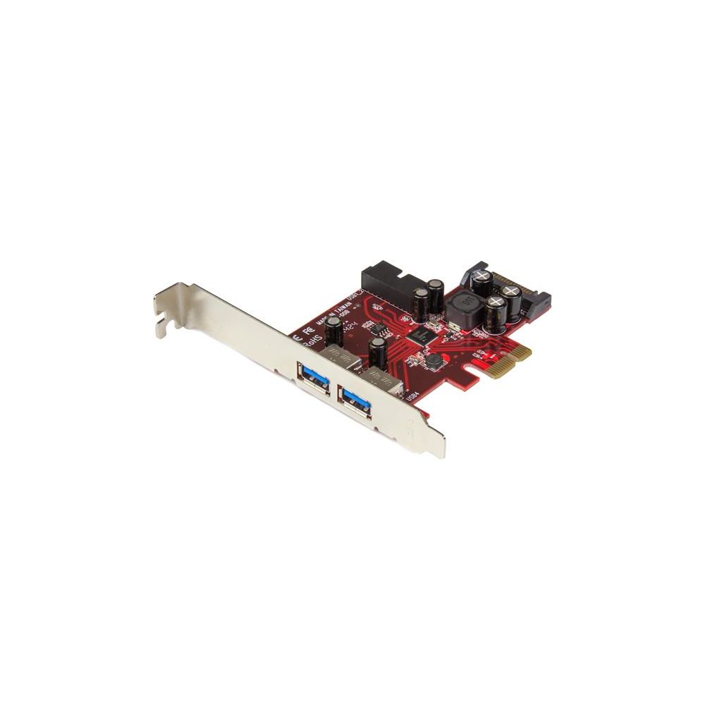 Startech - Carte contrôleur PCI Express à 4 ports USB 3.0 - 2 externes 2 internes - Adaptateur PCIe avec alimentation SATA - Carte Contrôleur USB