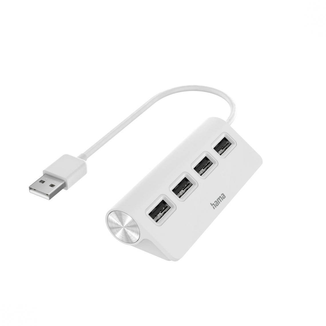 Hama - Hub USB, 4 ports, USB 2.0, 480 Mbit/s, blanc - Hub
