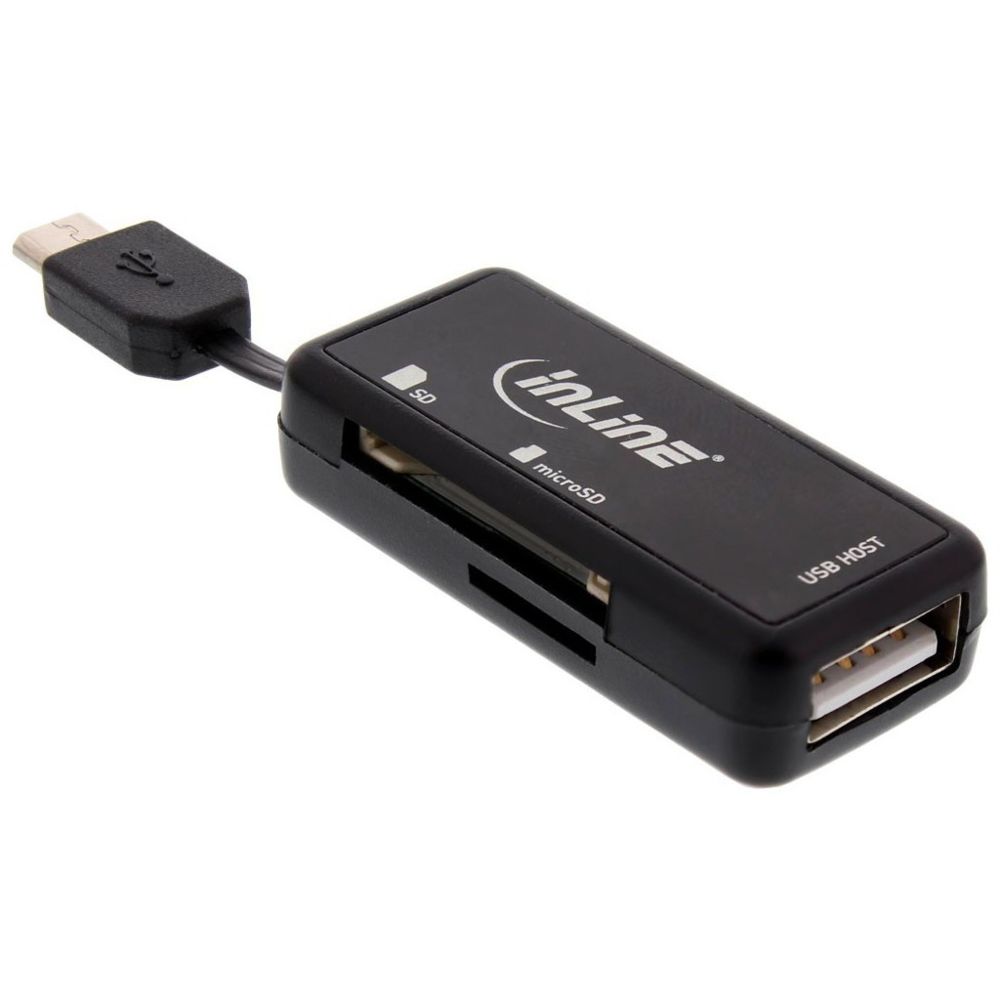 Inline - Lecteur de carte InLine® OTG Dual Flex pour SD et micro SD avec port USB et 2 logements de carte - Lecteur carte mémoire