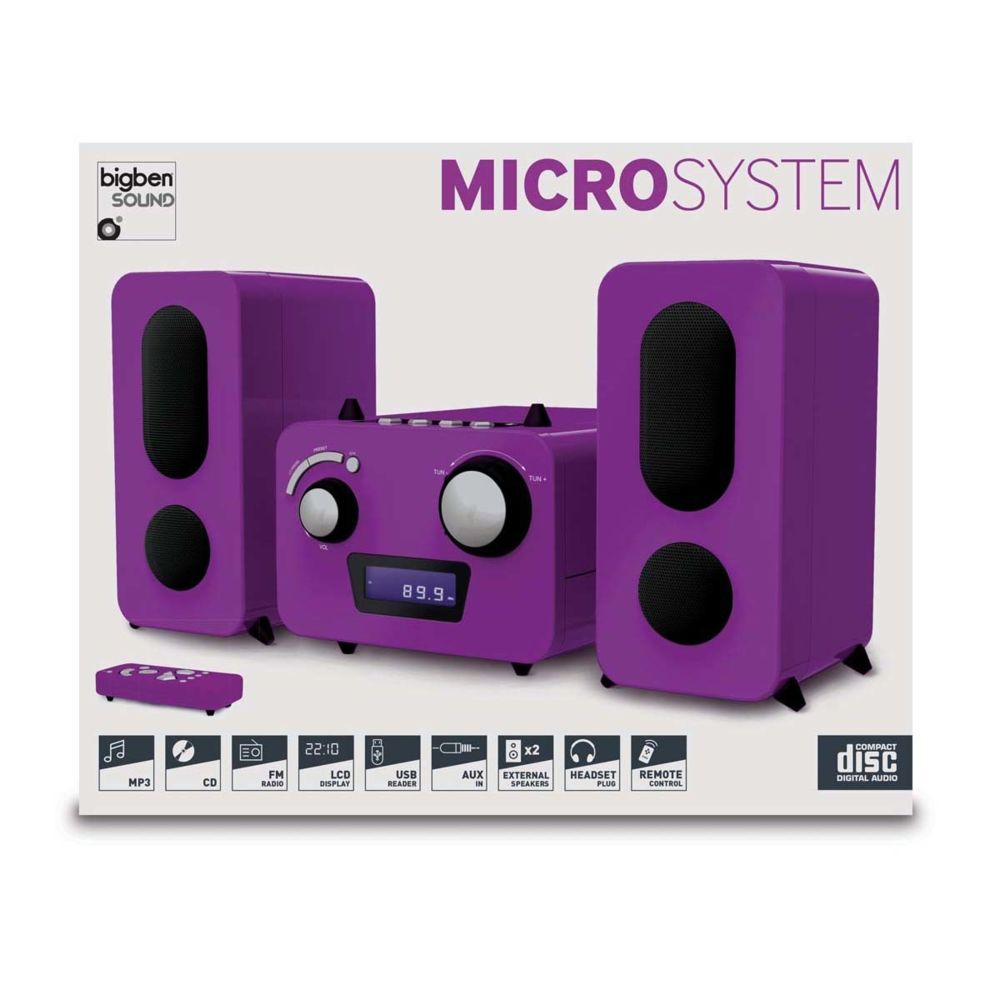 Bigben Interactive - Bigben Interactive - Microchaîne violette Lecteur CD - Radio PLL FM Stéréo - 2 hauts parleurs - Chaînes Hifi