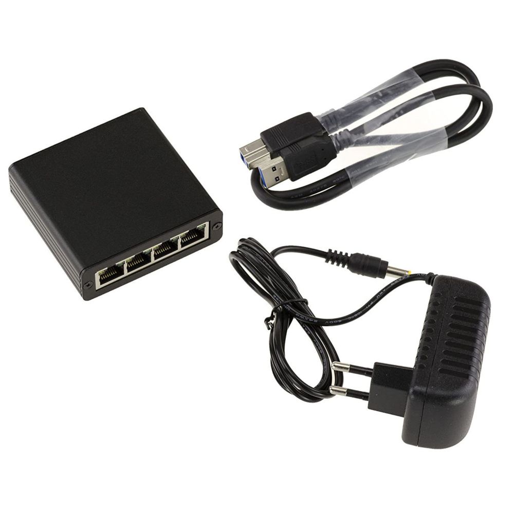 Kalea-Informatique - Cordon USB 3.0 vers SWITCH GIGABIT ETHERNET 10/100/1000 MB - 4 PORTS - Chipset REALTEK - USB3 SUPERSPEED 5G - Alimentation modulaire
