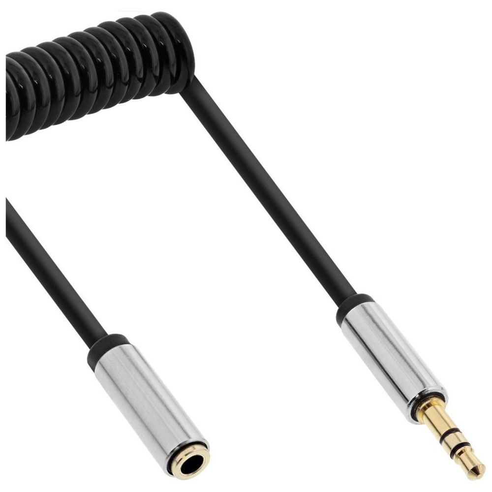 Inline - Câble spiralé InLine® Slim Audio 3,5 mm M / F, 4 broches, Stéréo, 1 m - Câble Jack