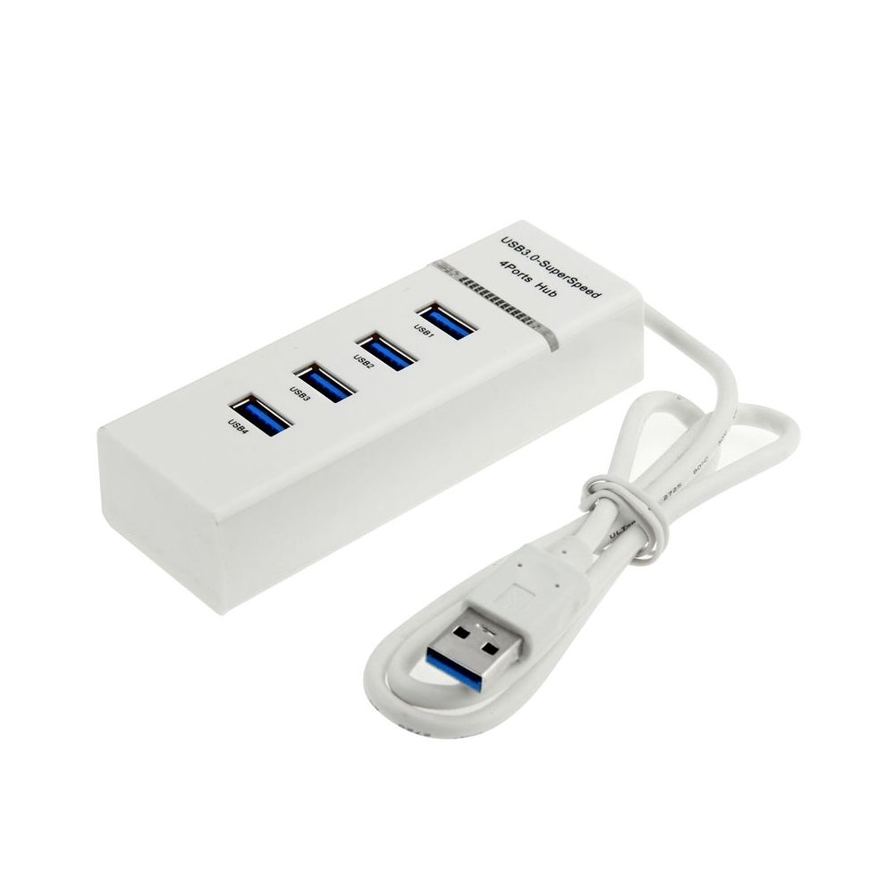 Wewoo - Hub USB 3.0 blanc 4 ports USB 3.0 HUB, super vitesse 5 Gbps, Plug and Play, avec indicateur de puissance LED, BYL-P104 - Hub