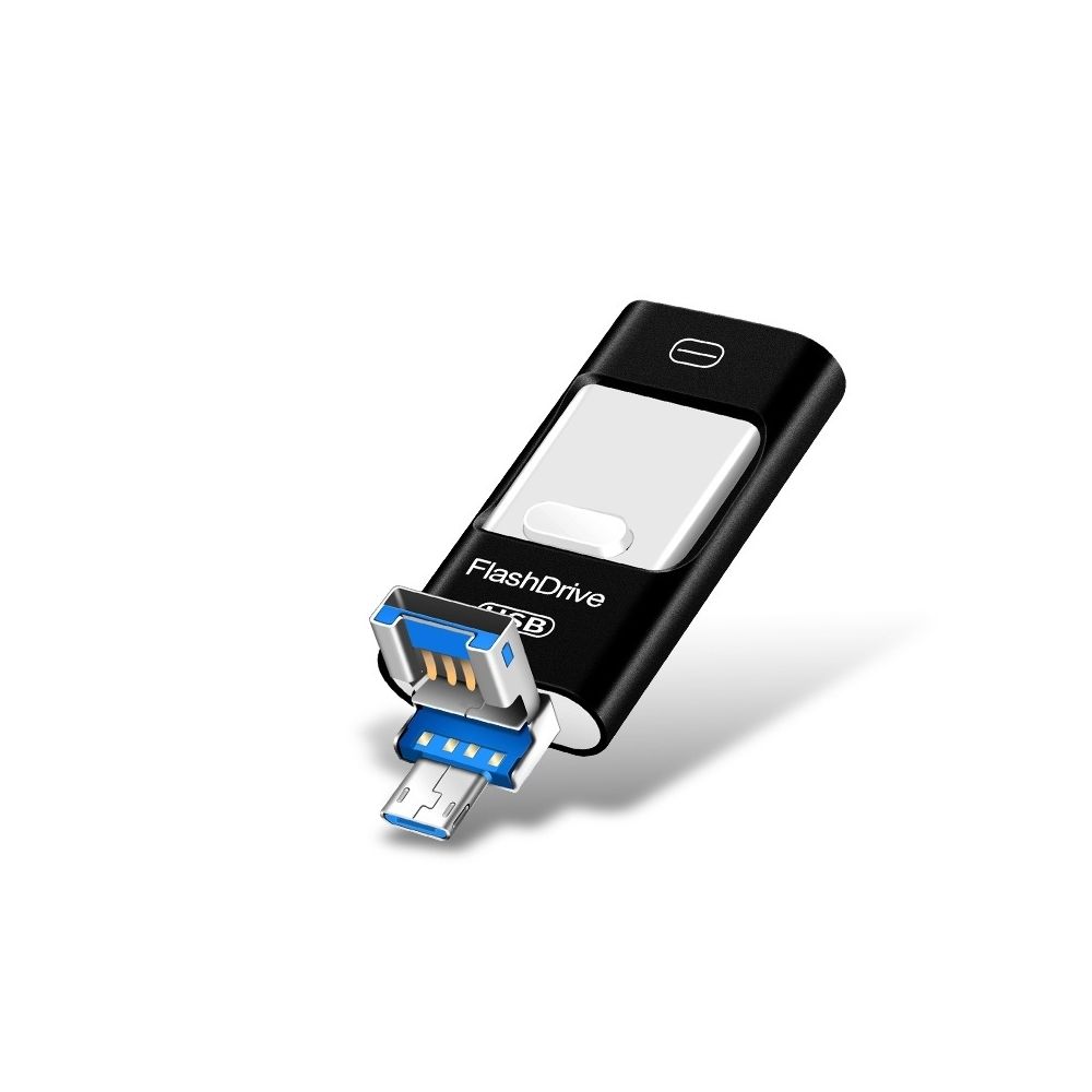 Wewoo - Clé USB iPhone iDisk 8 Go USB 3.0 + 8 broches + Mirco USB Ordinateur iPhone Android Double lecteur flash métal noir - Clavier