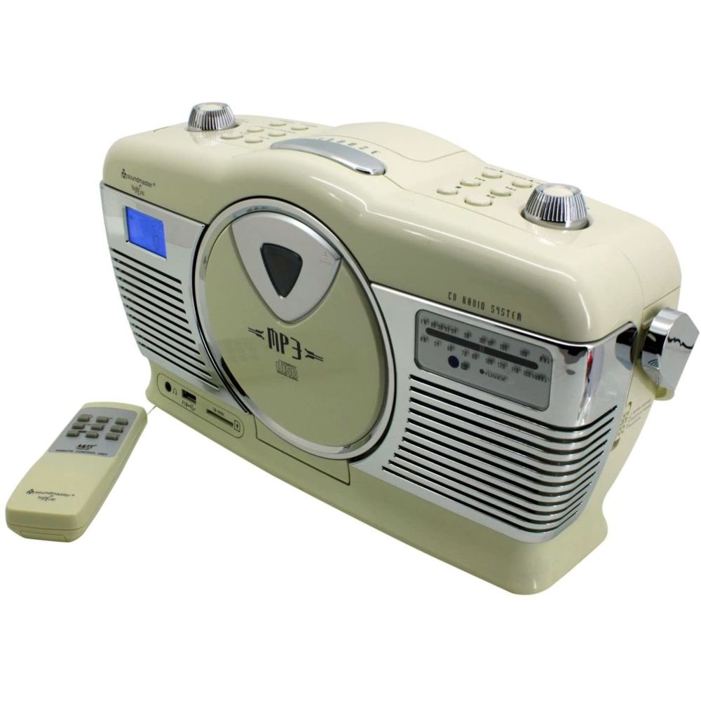 Soundmaster - radio stéréo Portable Analogique FM CD 40W beige argent - Radio