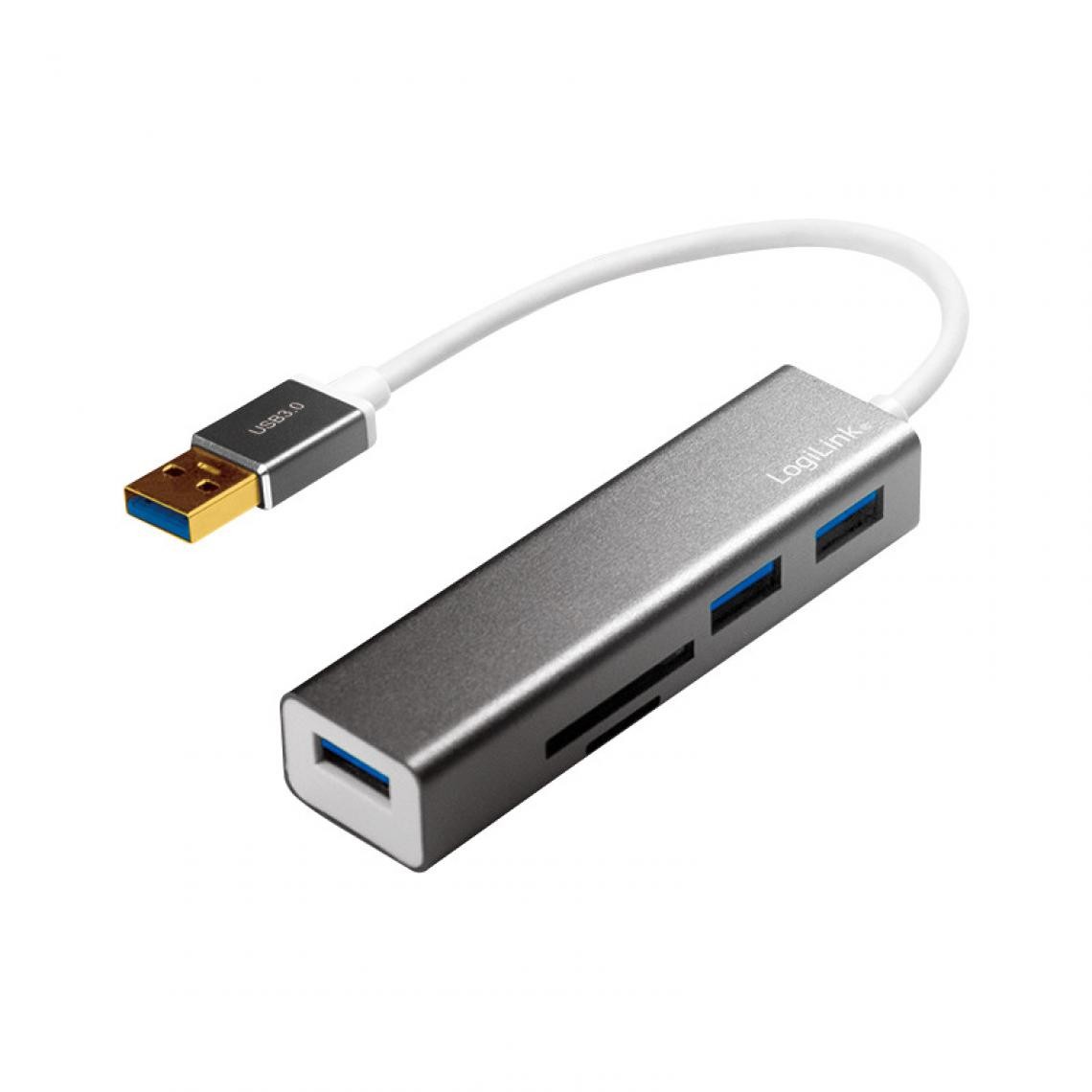 Logilink - LogiLink Lecteur de cartes + hub USB 3.0, 3 ports, gris () - Hub