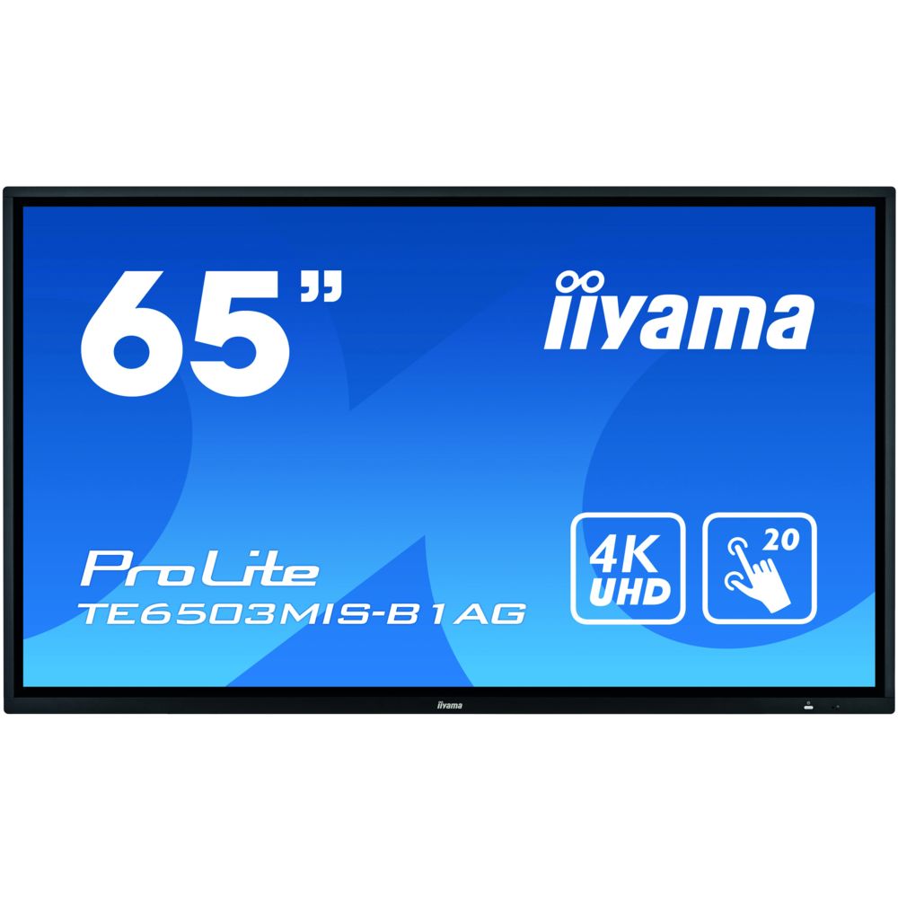 Iiyama - iiyama ProLite TE6503MIS-B1AG moniteur à écran tactile 163,8 cm (64.5"") 3840 x 2160 pixels Noir Plusieurs pressions Multi-utilisateur - Moniteur PC