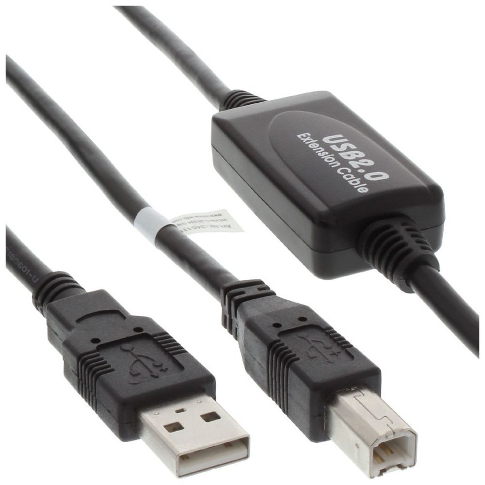 Inline - Câble USB 2.0 actif, A à B, 10m - Câble USB