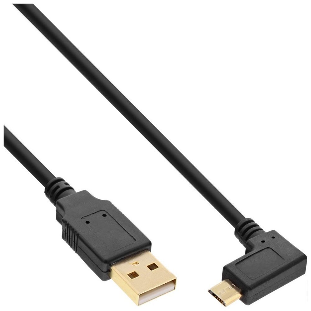 Inline - Câble InLine® Micro USB 2.0 USB Type A mâle à Micro-B coudé noir 1,5m - Câble USB