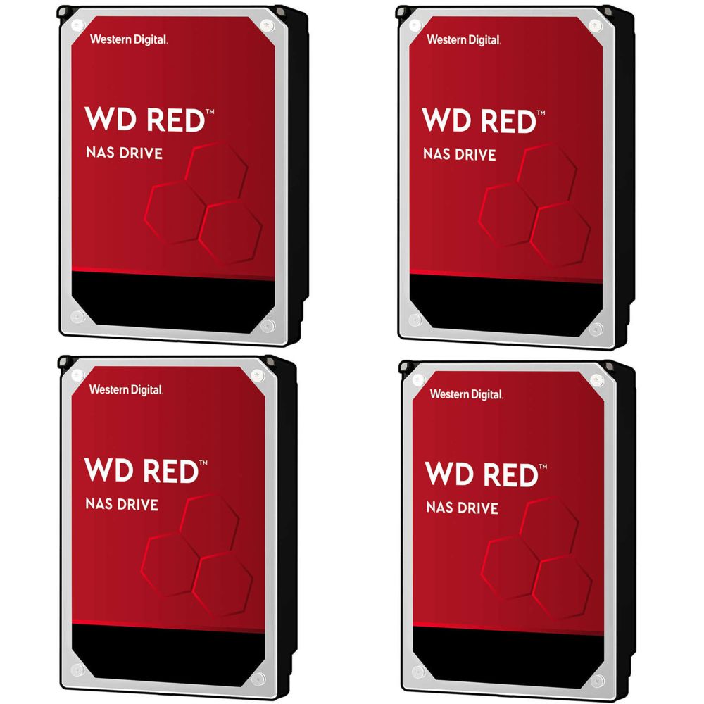 Western Digital - Lot de 4 WD RED 4 To - 3,5"" SATA III 6 Go/s - Cache 256 Mo - Rouge - Disque Dur interne