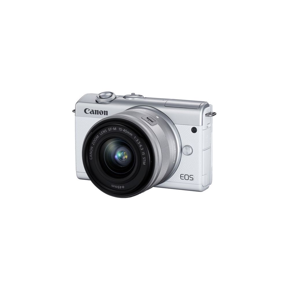 Canon - CANON EOS M200 White KIT EF-M 15-45mm F3.5-6.3 IS STM Silver - Reflex Grand Public