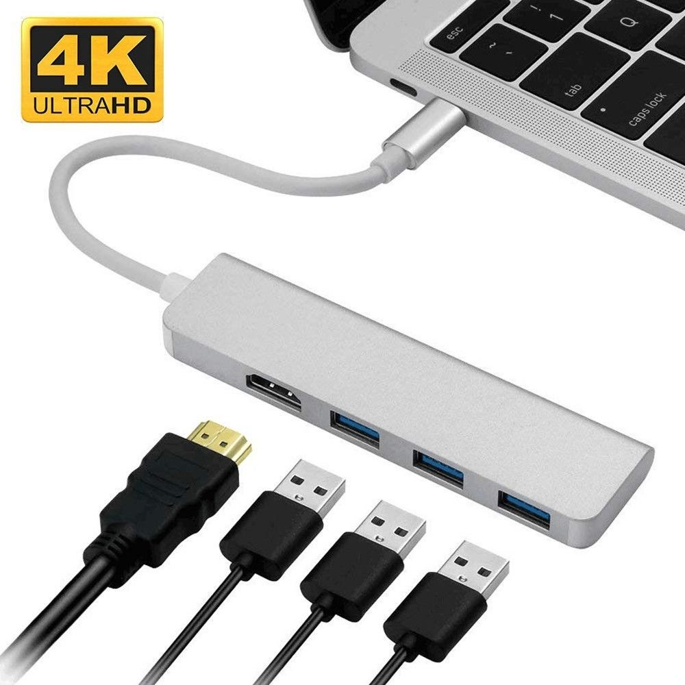 Wewoo - HUB Hub USB-Cadaptateur de type C à HDMI3 USB 3.0dongle USB C portable en aluminium pour MacBook Pro 2018/2017/2016 Chromebook PixelDELL XPS13 - Hub