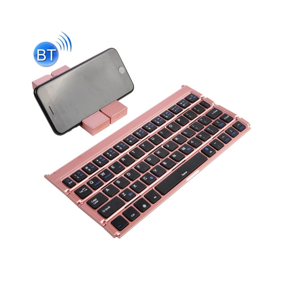 Wewoo - GK808 Clavier Bluetooth V3.0 pliable ultra-mince, support intégré, compatible Android / iOS / Système Windows (Or rose) - Clavier