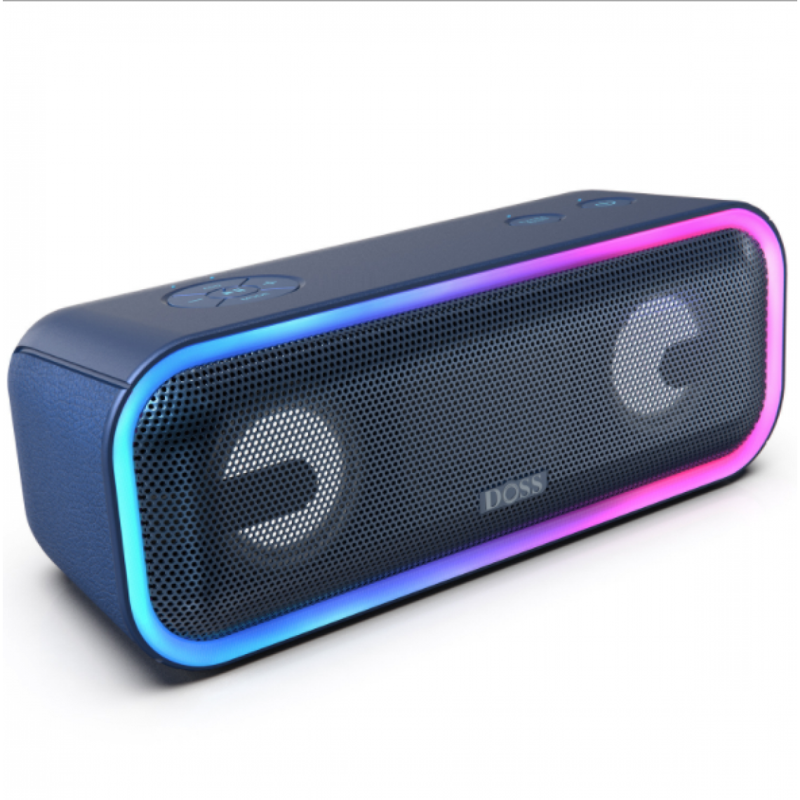 Chrono - Haut-parleur Bluetooth DOSS SoundBox Pro Plus, haut-parleur 24W, boîte à musique avec effets lumineux, super basses, couplage stéréo sans fil, 16 heures d'autonomie, emplacement pour carte TF(Bleu) - Enceintes Hifi