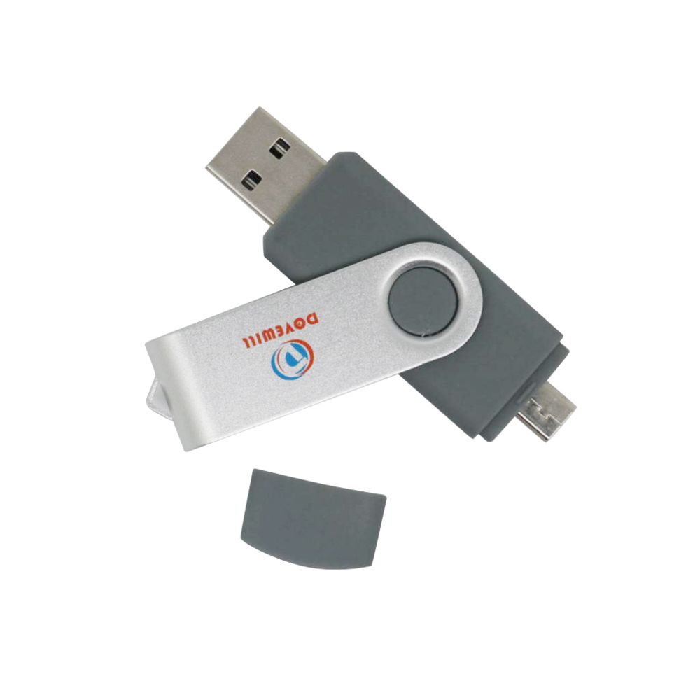 marque generique - Pivotant double micro usb flash stylet lecteur de clé pour pc gris 32gb - Clés USB