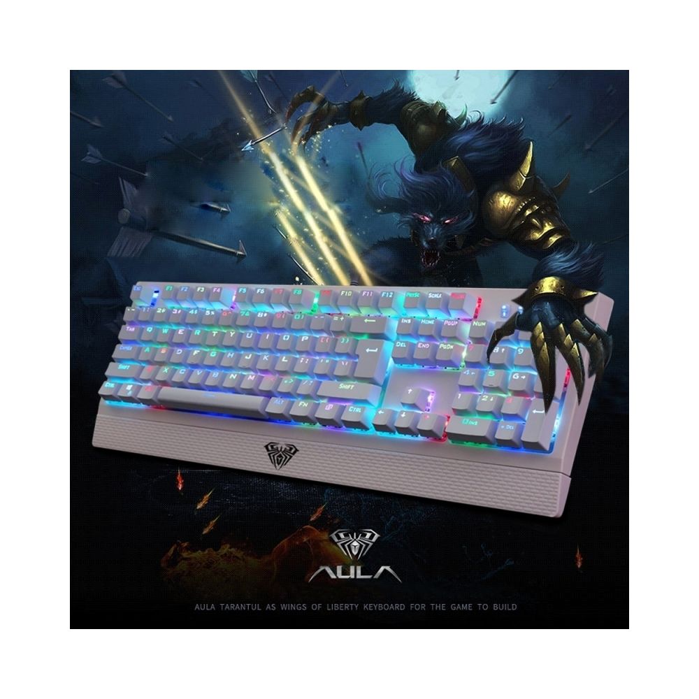 Wewoo - Clavier QWERTY blanc Wings of Liberty série RGB lumière rétro-éclairé filaire mécanique USB Axis Gaming Keyboard - Clavier