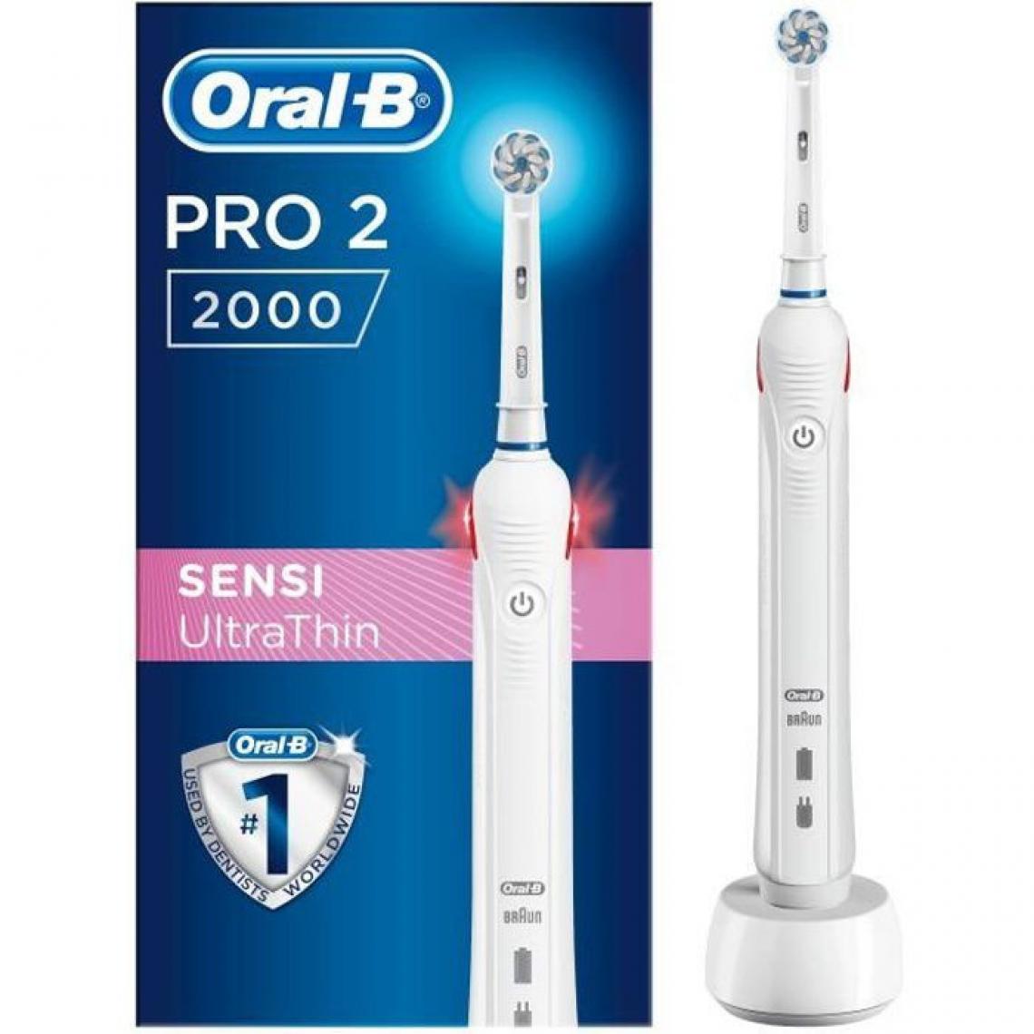 Oral-B - Brosse a Dents Électrique - Oral-B Pro 2 2000 - Blanche - Brosse à dents électrique