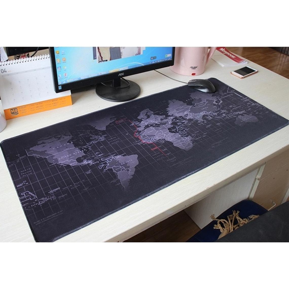 Shot - Tapis de Souris Monde pour PC HUAWEI Clavier Bureau Map Deperlant 40x90cm (NOIR) - Tapis de souris
