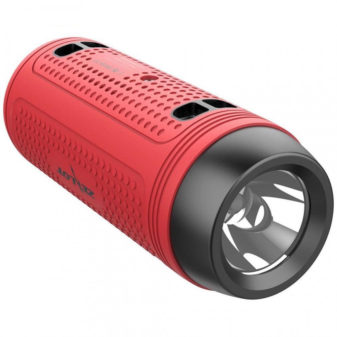 Chrono - Enceinte Bluetooth, enceinte bluetooth portable Zealot, avec lampe de poche LED, étanche, alimentation mobile, fonction vélo mains libres, voyage(Rouge) - Enceintes Hifi