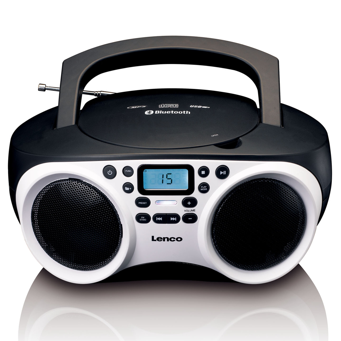 Lenco - Radio portable stéréo avec lecteur CD SCD-501WH Noir-Blanc - Radio