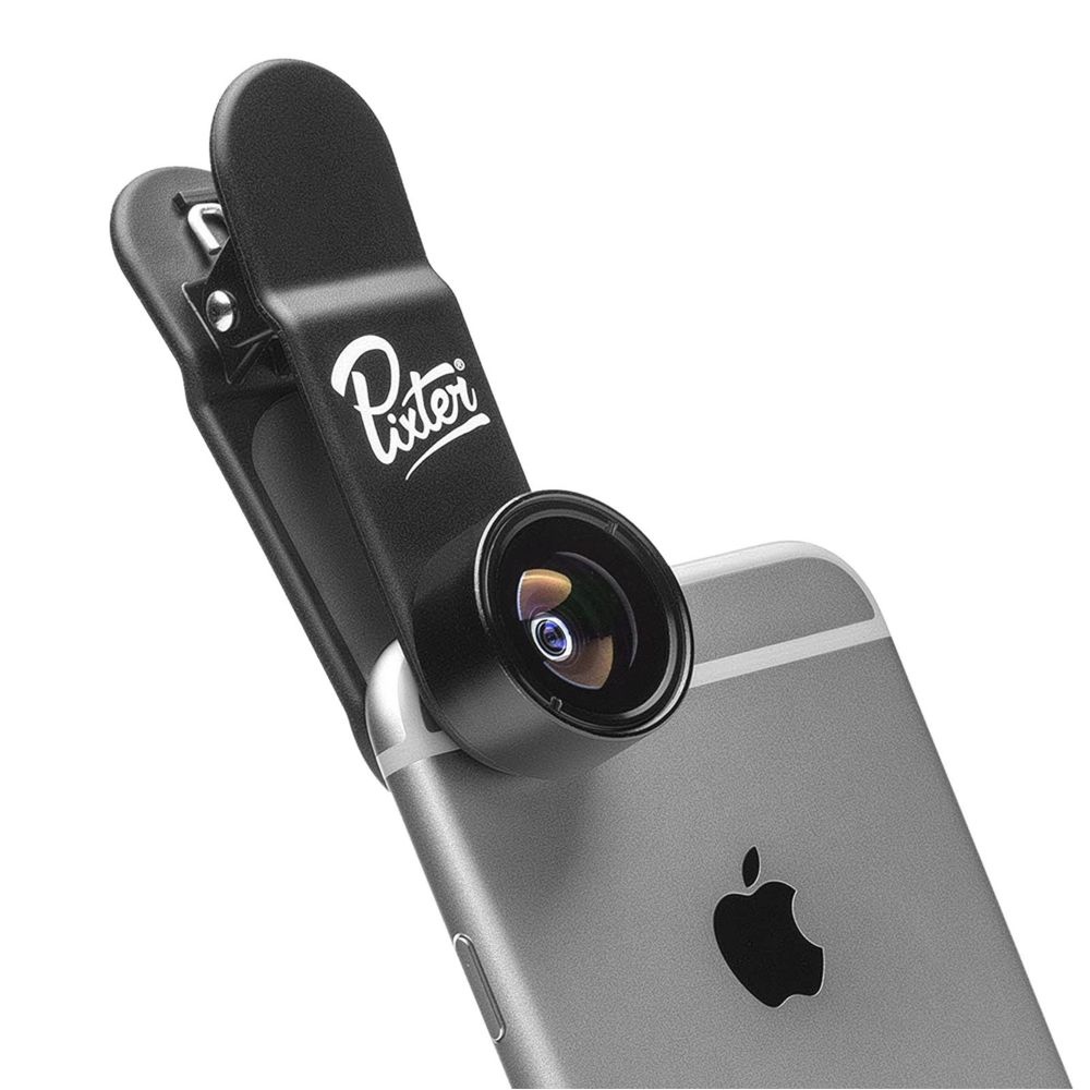 Pixter - Objectif Fisheye Smartphones/Tablettes Angle 180° Clip de fixation Pixter Noir - Objectif Photo