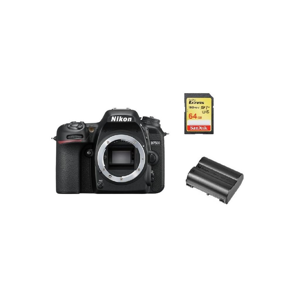 Nikon - NIKON D7500 Body + 64GB SD card + EN-EL15A Battery - Reflex Grand Public