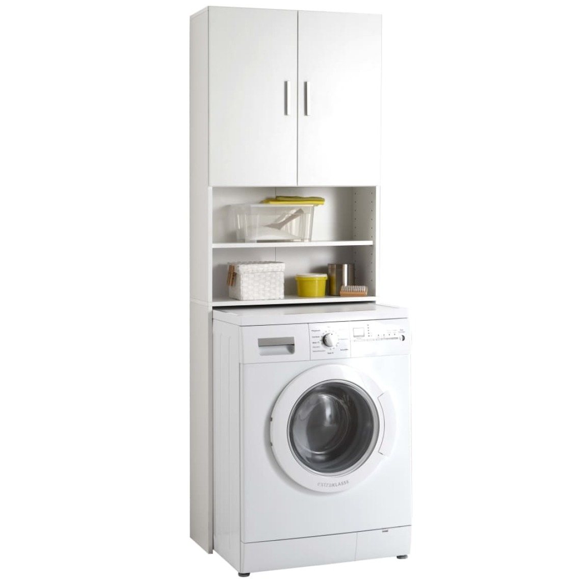Fmd - FMD Meuble pour machine à laver avec espace de rangement Blanc - meuble bas salle de bain