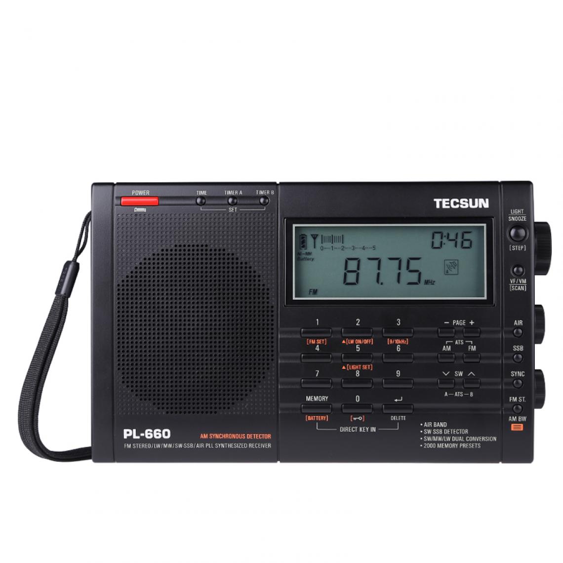 Universal - Radio PLL SSB VHF Récepteur radio à bande d'air FM/MW/SW/LW Radio multibande double conversion 3001 |(Le noir) - Radio