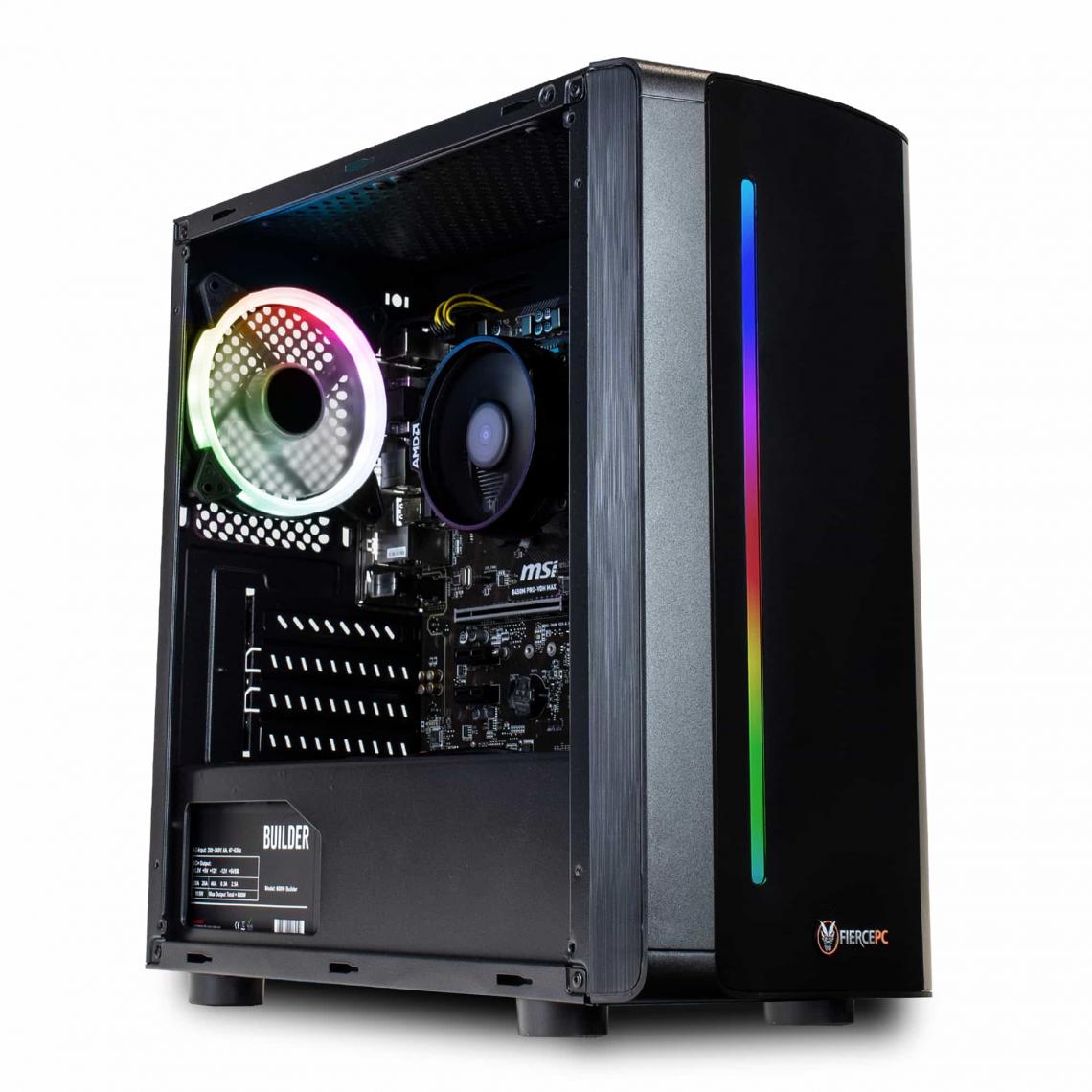 Fierce Pc - Fierce RGB Gaming PC - AMD Ryzen 5 5600G 4,4 GHz, 16 Go 3200 MHz, disque dur 1 To, Windows 11 installé - PC Fixe