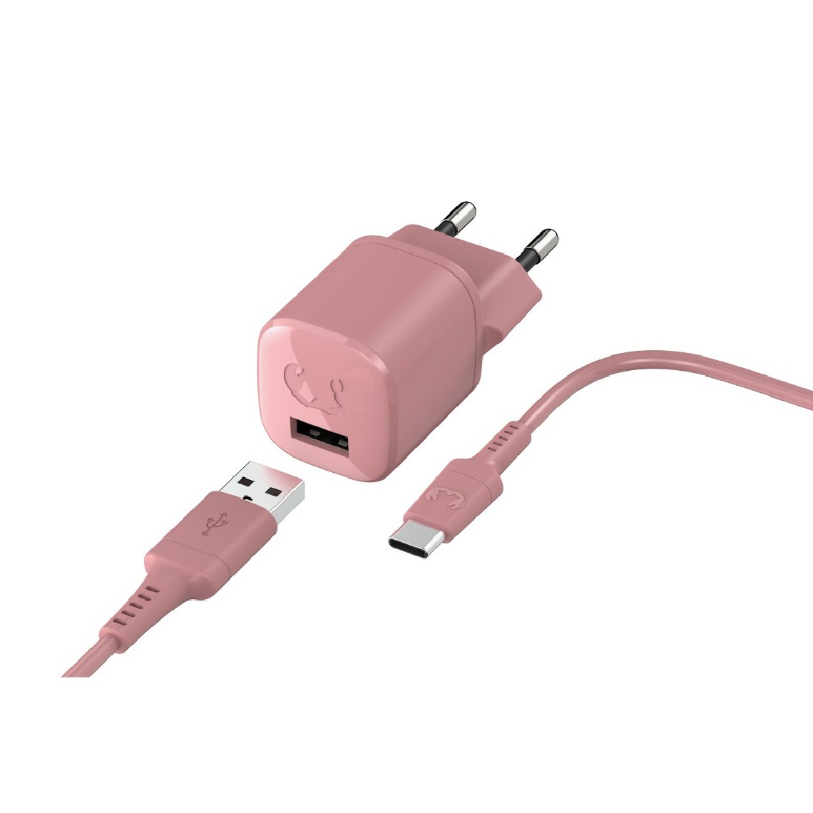 Fresh'N Rebel - Mini chargeur USB-A 12W + Câble USB-C 1,5m, Rose - Joystick