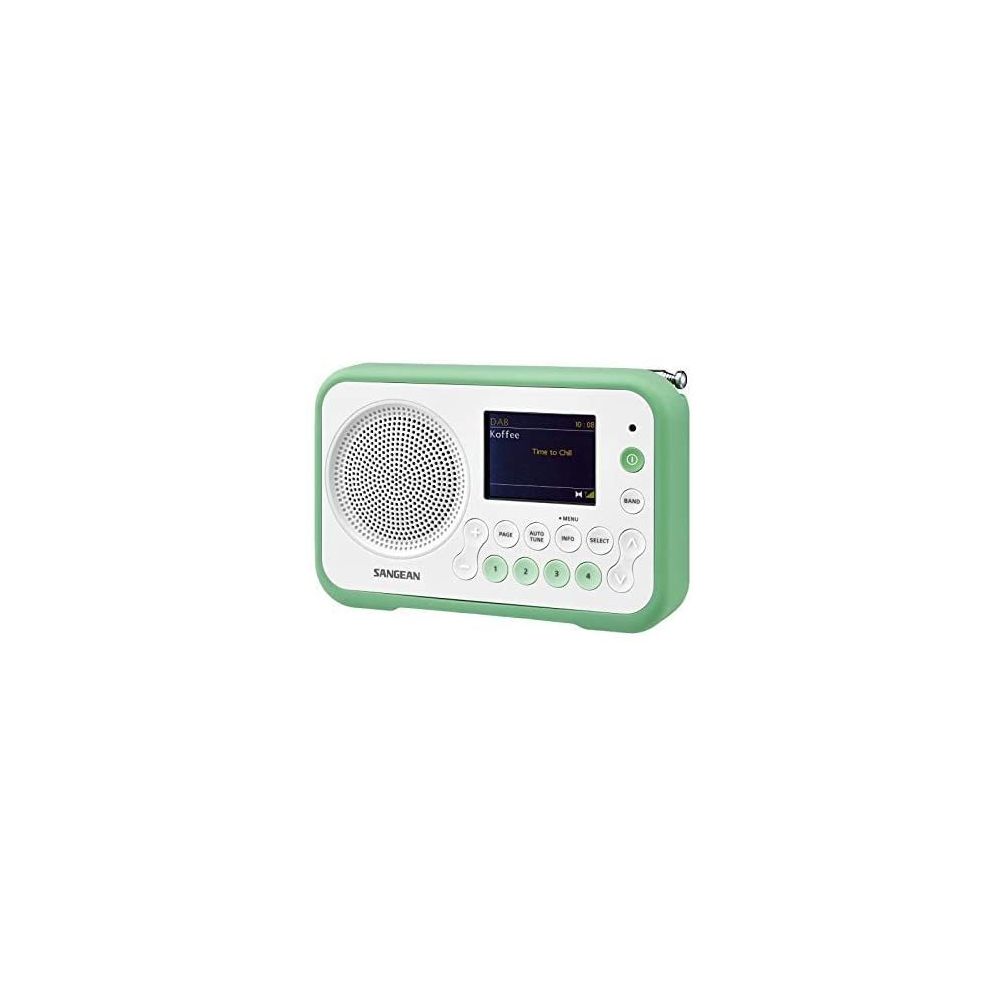 Sangean - radio numérique DAB+ DAB FM RDS avec écran LCD et 40 présélections vert blanc - Radio