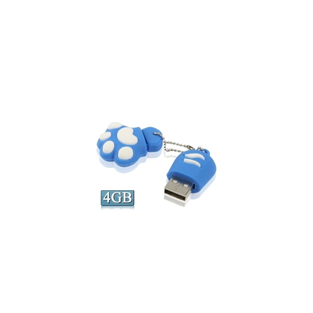 Wewoo - Clé USB bleu 4 Go de patte d'ours en forme de silicone USB 2.0 Flash Disk avec anti-poussière - Clés USB