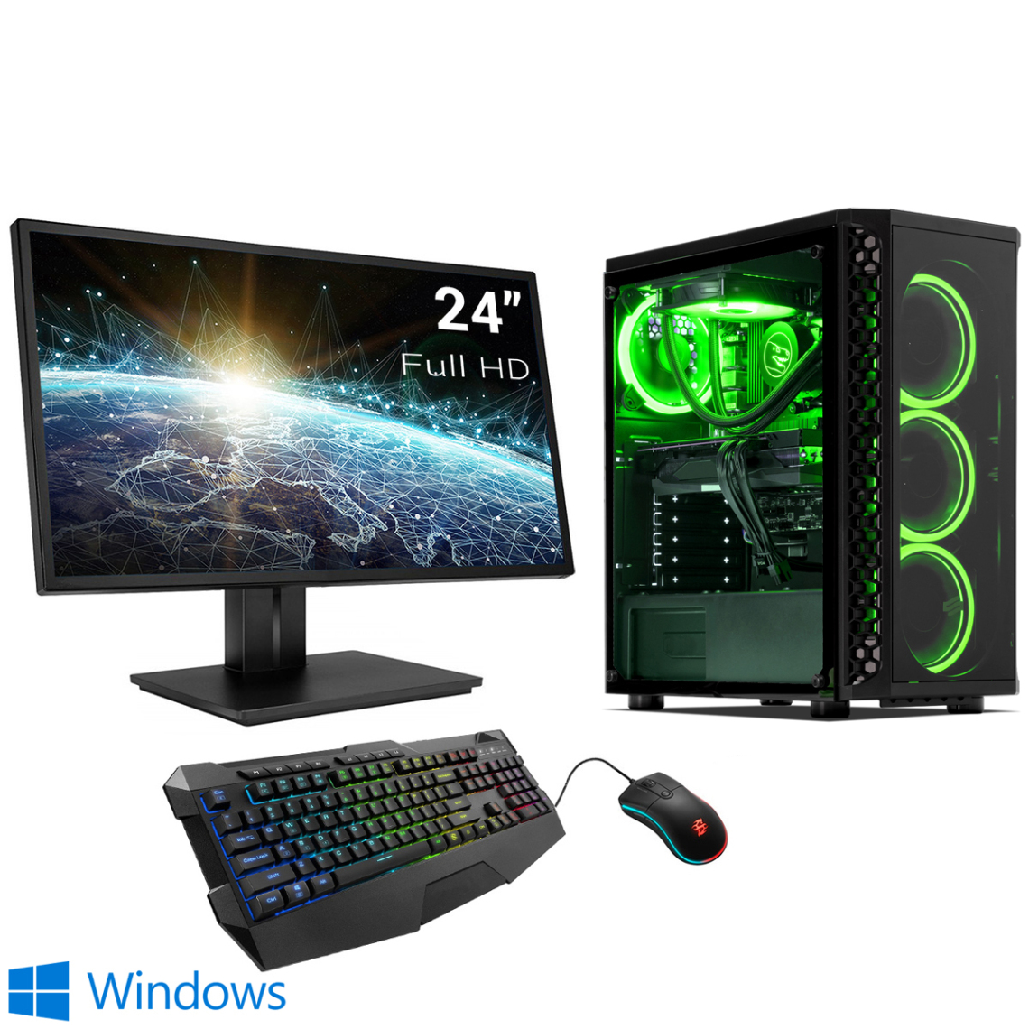 Sedatech - Pack PC Pro Gamer Watercooling • Intel i9-10900F • RTX 3070 • 16Go RAM • 1To SSD M.2 • 2To HDD • Windows • Moniteur 23.6" - PC Fixe Gamer
